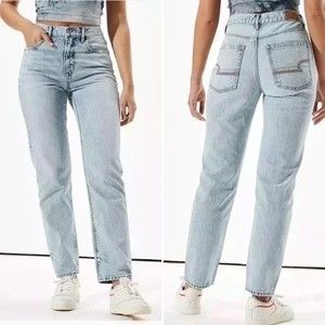 NEW American Eagle 90s Boyfriend Rainbow Stitch 100% Cotton Jeans/ Run Big